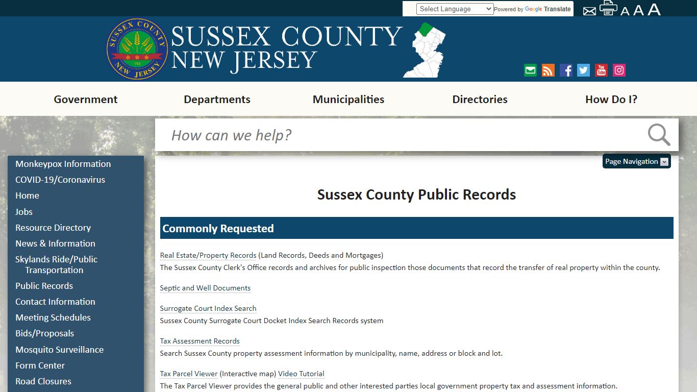 Public Records - Sussex County